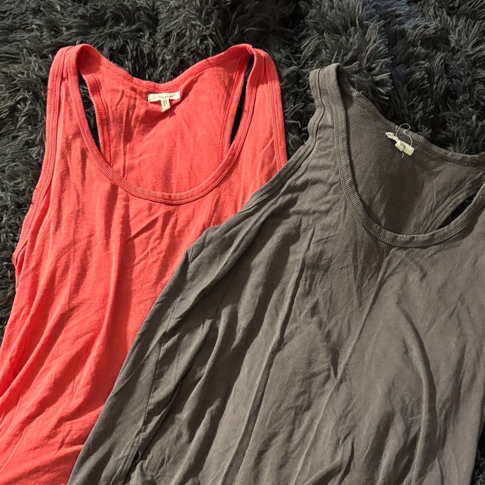 Maurices Coral and Gray Scoop Neck Tank Tops